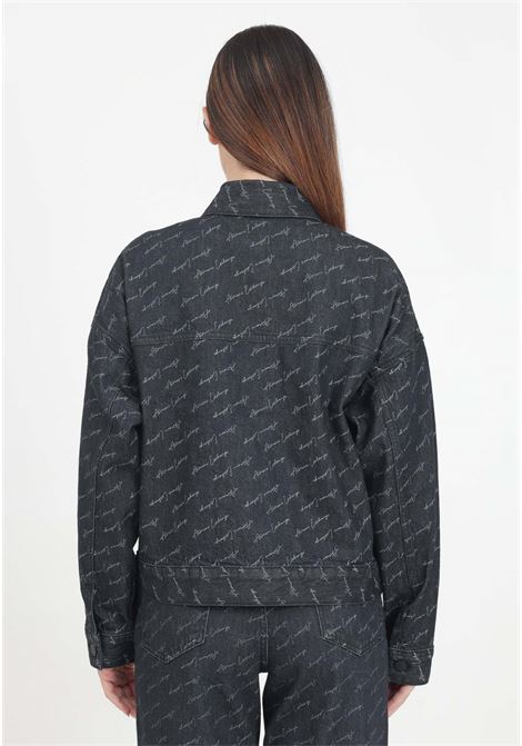 Women's black denim jacket with handwritten jacquard logo ARMANI EXCHANGE | 6DYB20Y18BZ42AC
